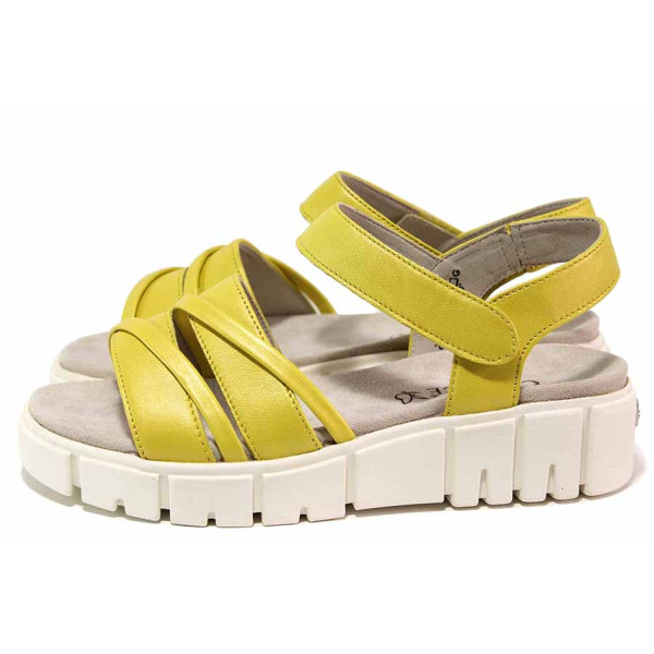 Жълти анатомични дамски сандали, естествена кожа - всекидневни обувки за лятото N 100020064