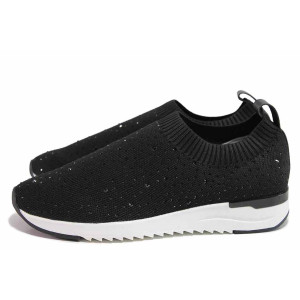 Черни анатомични спортни дамски обувки, текстилна материя - спортни обувки за пролетта и лятото N 100020066