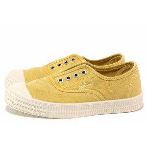 Жълти анатомични спортни дамски обувки, текстилна материя - спортни кецове за пролетта и лятото N 100020067