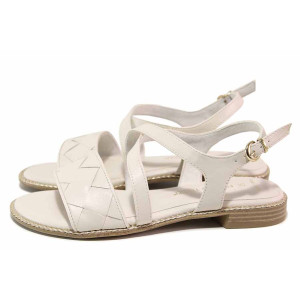 СветлоБежови анатомични дамски сандали, здрава еко-кожа - всекидневни обувки за лятото N 100020141