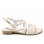 СветлоБежови анатомични дамски сандали, здрава еко-кожа - всекидневни обувки за лятото N 100020141