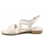 СветлоБежови анатомични дамски сандали, здрава еко-кожа - всекидневни обувки за лятото N 100020141