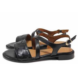 Черни анатомични дамски сандали, здрава еко-кожа - ежедневни обувки за лятото N 100020142