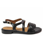 Черни анатомични дамски сандали, здрава еко-кожа - ежедневни обувки за лятото N 100020142
