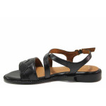 Черни анатомични дамски сандали, здрава еко-кожа - ежедневни обувки за лятото N 100020142