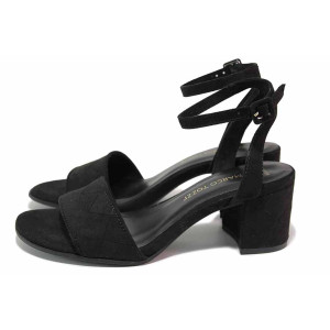 Черни анатомични дамски сандали, качествен еко-велур - всекидневни обувки за лятото N 100020149