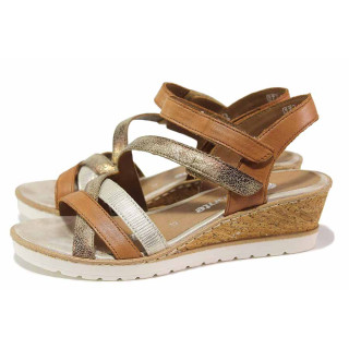 Кафяви анатомични дамски сандали, естествена кожа и еко-кожа - всекидневни обувки за лятото N 100020150