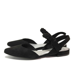 Черни анатомични дамски сандали, текстилна материя - всекидневни обувки за пролетта и лятото N 100020172