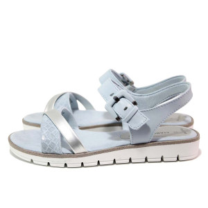 СветлоСини анатомични анатомични дамски сандали, здрава еко-кожа - ежедневни обувки за лятото N 100020183