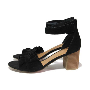 Черни дамски сандали, естествен велур - всекидневни обувки за лятото N 100020196