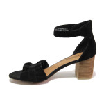 Черни дамски сандали, естествен велур - всекидневни обувки за лятото N 100020196