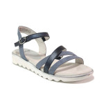 Сини дамски сандали, еко-кожа и текстилна материя - всекидневни обувки за лятото N 100020212