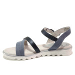Сини дамски сандали, еко-кожа и текстилна материя - всекидневни обувки за лятото N 100020212
