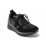 Черни анатомични спортни дамски обувки, естествена кожа и еко-кожа - всекидневни обувки за пролетта и есента N 100020228