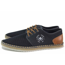 Тъмносини анатомични мъжки обувки, текстилна материя - ежедневни обувки за пролетта и лятото N 100020229