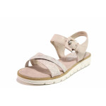 Розови дамски сандали, здрава еко-кожа - всекидневни обувки за лятото N 100020237