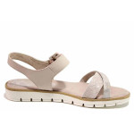 Розови дамски сандали, здрава еко-кожа - всекидневни обувки за лятото N 100020237
