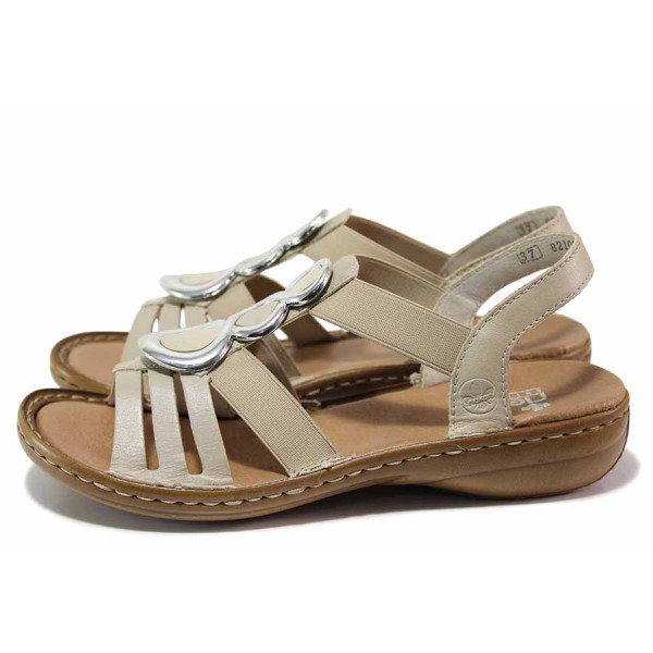 Бежови дамски сандали, естествена кожа - ежедневни обувки за лятото N 100020245