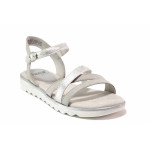 Светлосиви дамски сандали, еко-кожа и текстилна материя - всекидневни обувки за лятото N 100020249