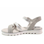 Светлосиви дамски сандали, еко-кожа и текстилна материя - всекидневни обувки за лятото N 100020249