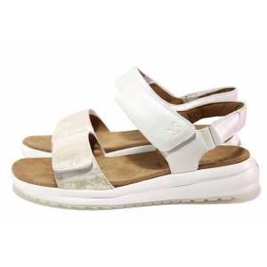 Бели дамски сандали, естествена кожа - всекидневни обувки за лятото N 100020252