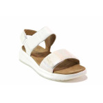 Бели дамски сандали, естествена кожа - всекидневни обувки за лятото N 100020252
