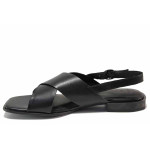 Черни анатомични дамски сандали, естествена кожа - всекидневни обувки за лятото N 100020257