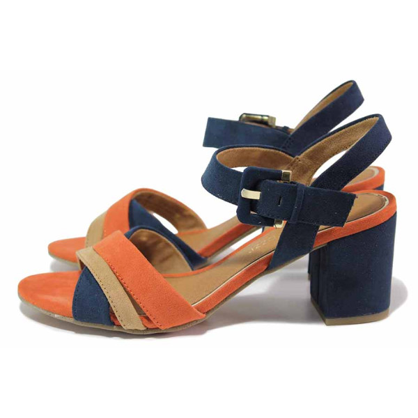 Сини дамски сандали, качествен еко-велур - ежедневни обувки за лятото N 100020258