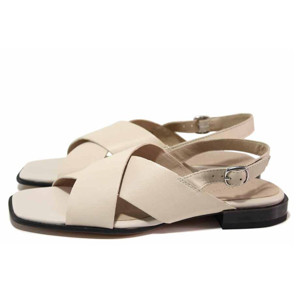 Бежови анатомични дамски сандали, естествена кожа - всекидневни обувки за лятото N 100020292