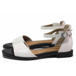 Бели анатомични дамски сандали, естествена кожа - всекидневни обувки за лятото N 100020294