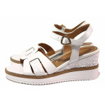 Бели дамски сандали, естествена кожа - ежедневни обувки за лятото N 100020295