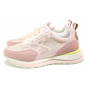 Розови анатомични спортни дамски обувки, еко-кожа и текстилна материя - спортни обувки за лятото N 100020298