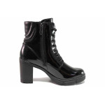 Черни анатомични дамски боти, лачена еко кожа - всекидневни обувки за есента и зимата N 100020313