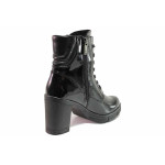 Черни анатомични дамски боти, лачена еко кожа - всекидневни обувки за есента и зимата N 100020313