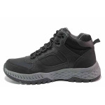 Черни анатомични мъжки боти, еко-кожа и текстилна материя - спортни обувки за есента и зимата N 100020315