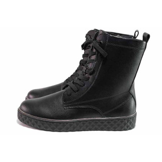 Черни анатомични дамски боти, здрава еко-кожа - всекидневни обувки за есента и зимата N 100020373
