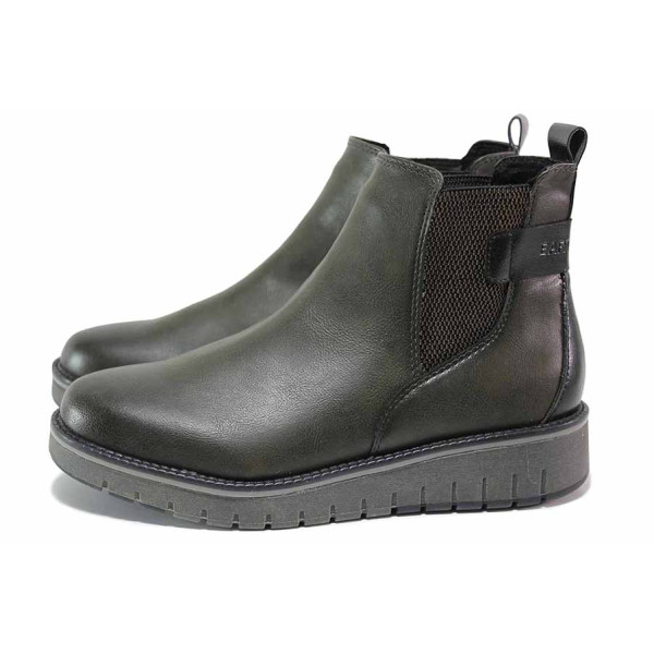 Зелени анатомични дамски боти, здрава еко-кожа - всекидневни обувки за есента и зимата N 100020375