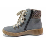 Сини дамски боти, здрава еко-кожа - всекидневни обувки за есента и зимата N 100020383