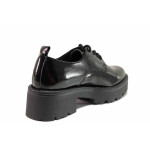 Черна анатомични дамски обувки с равна подметка, лачена еко кожа - ежедневни обувки за пролетта и есента N 100020436