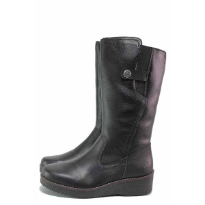 Черна анатомични дамски ботуши, естествена кожа - ежедневни обувки за есента и зимата N 100020571