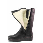 Черна анатомични дамски ботуши, естествена кожа - ежедневни обувки за есента и зимата N 100020571
