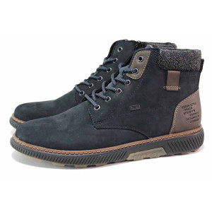 ТъмноСини анатомични мъжки боти, естествена кожа - всекидневни обувки за есента и зимата N 100020572