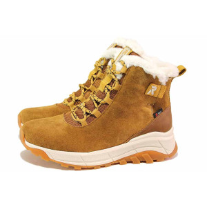 Кафяви анатомични дамски боти, естествен набук - спортни обувки за есента и зимата N 100020573