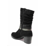 Черна анатомични дамски боти, естествен велур - ежедневни обувки за есента и зимата N 100020630
