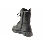 Черни дамски боти, естествена кожа - ежедневни обувки за есента и зимата N 100020634