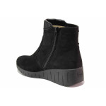 Черна анатомични дамски боти, естествен набук - всекидневни обувки за есента и зимата N 100020635