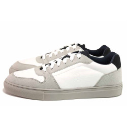 Бели анатомични мъжки спортни обувки, здрава еко-кожа - спортни кецове за пролетта и есента N 100020649