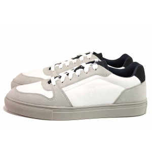 Бели анатомични мъжки спортни обувки, здрава еко-кожа - спортни кецове за пролетта и есента N 100020649