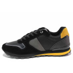 Черни анатомични мъжки обувки, естествена велурена кожа и еко-кожа - спортни обувки за пролетта и есента N 100020650
