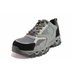 Черни анатомични мъжки маратонки, естествена кожа и текстилна материя - всекидневни обувки за пролетта и есента N 100020652